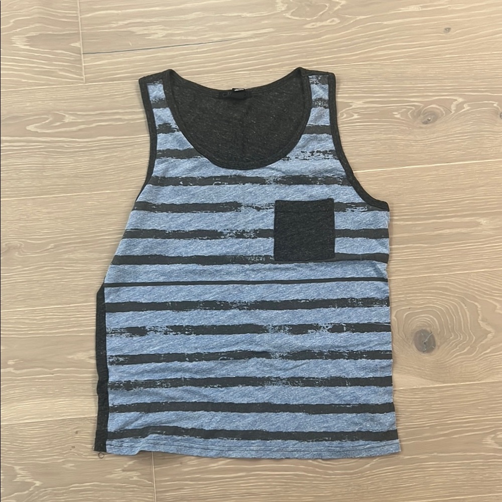 Forever 21 Blue and Black Striped Tank Top